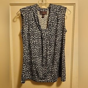 Leopard print, In Blue And Black, sleeveless shirt, by Dana Buckman‎ , sz. S